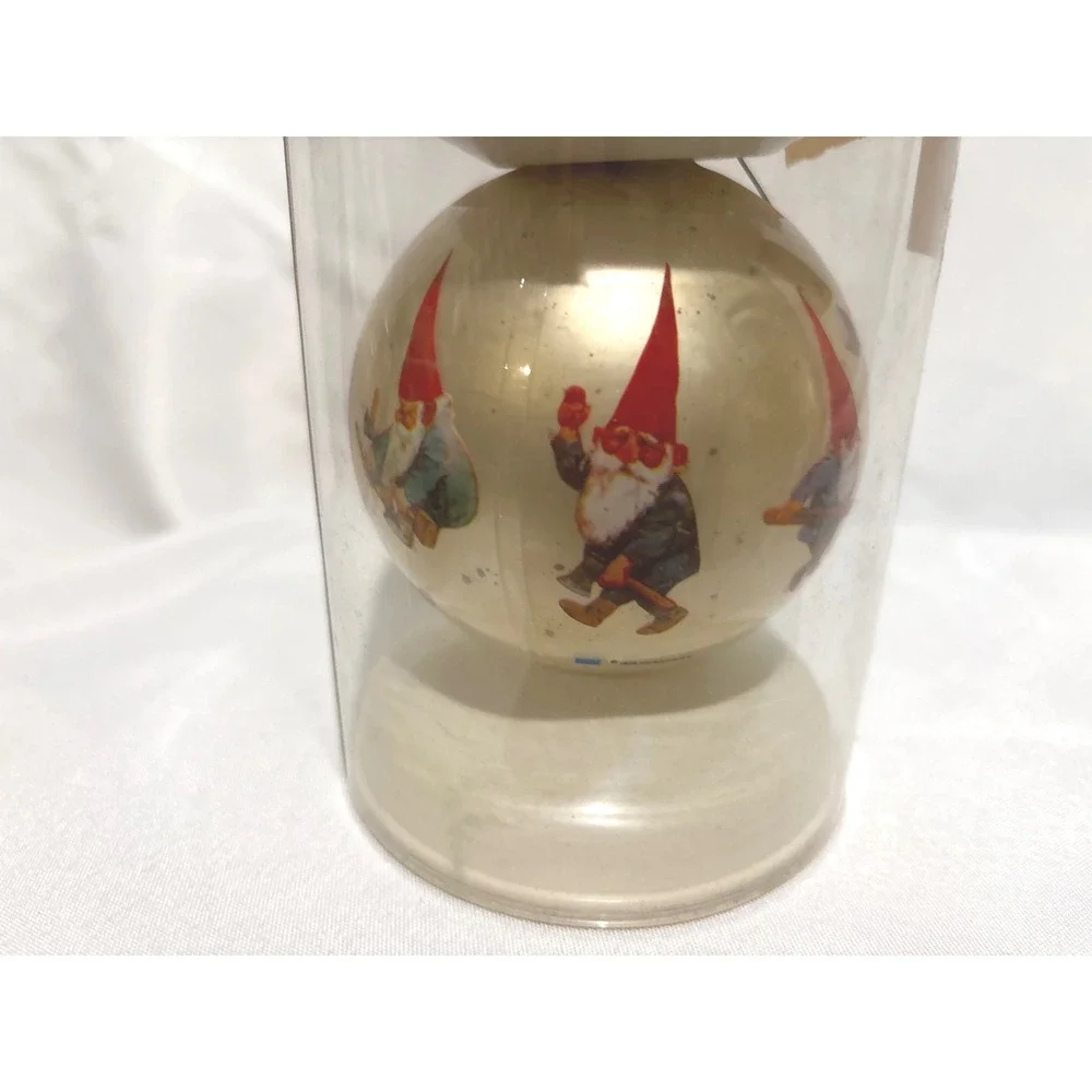 Vintage 1976 The Gnomes Collection American Greeting Glass Christmas Ornament 3